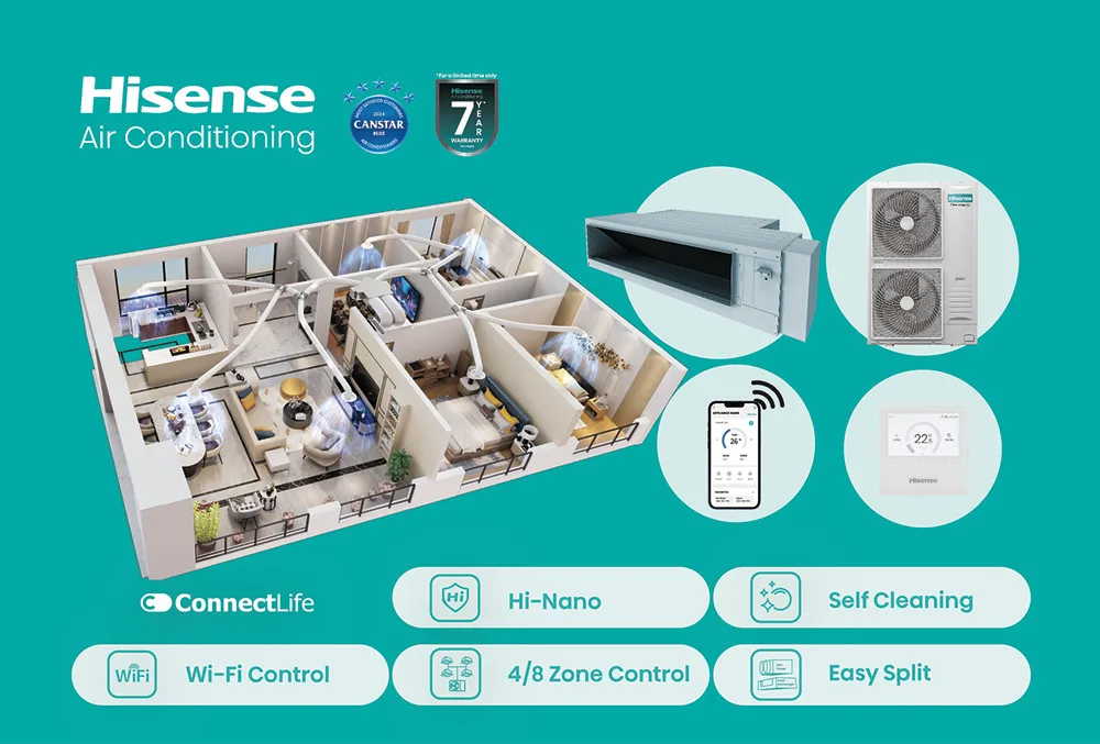 استعلام قیمت کولر گازی داکت اسپلیت کانالی هایسنس HISENSE اینورتر از نمایندگی رسمی ایران