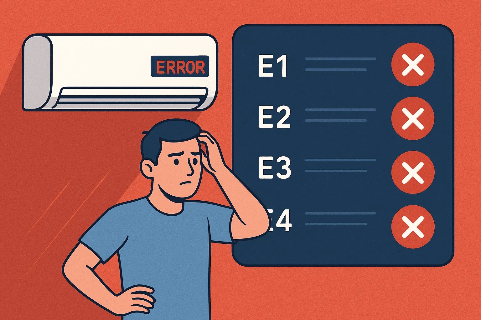 ارورهای انواع کولر گازی و معنی آن ها