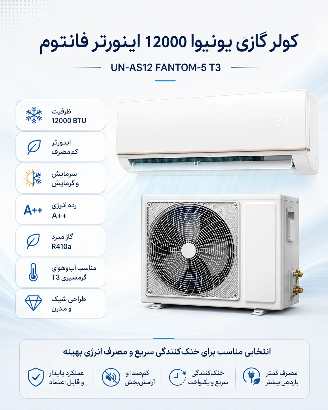 کولر گازی یونیوا مدل UN-AS12 FANTOM-5 کولر گازی یونیوا مدل UN-AS12 FANTOM-5