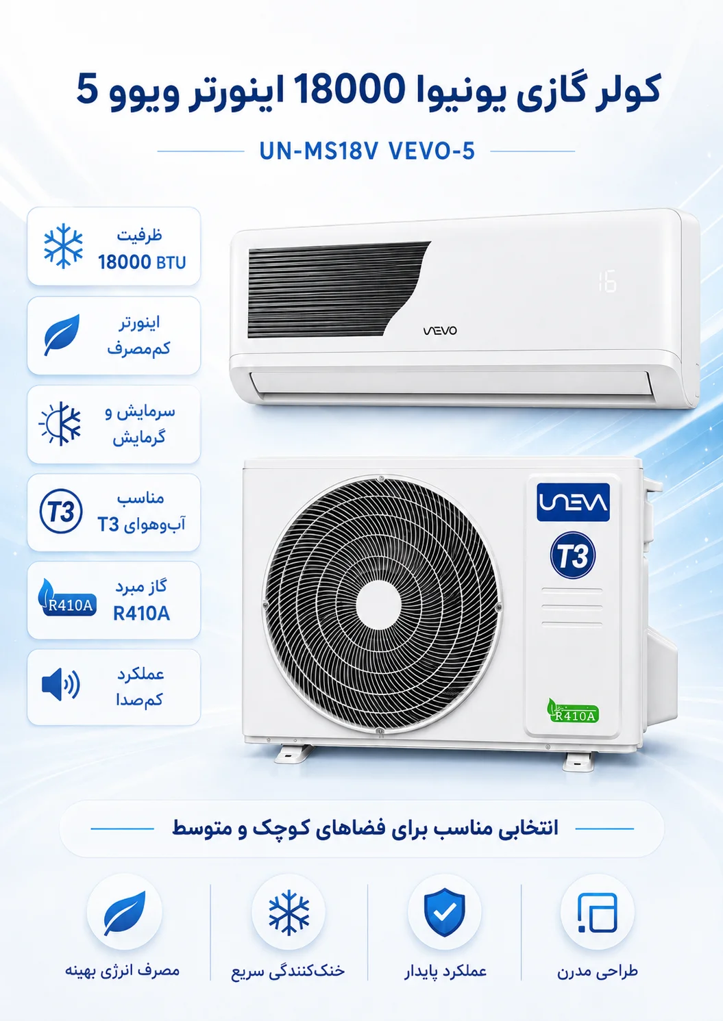 کولر گازی یونیوا اینورتر مدل UN-MS18V VEVO-5
