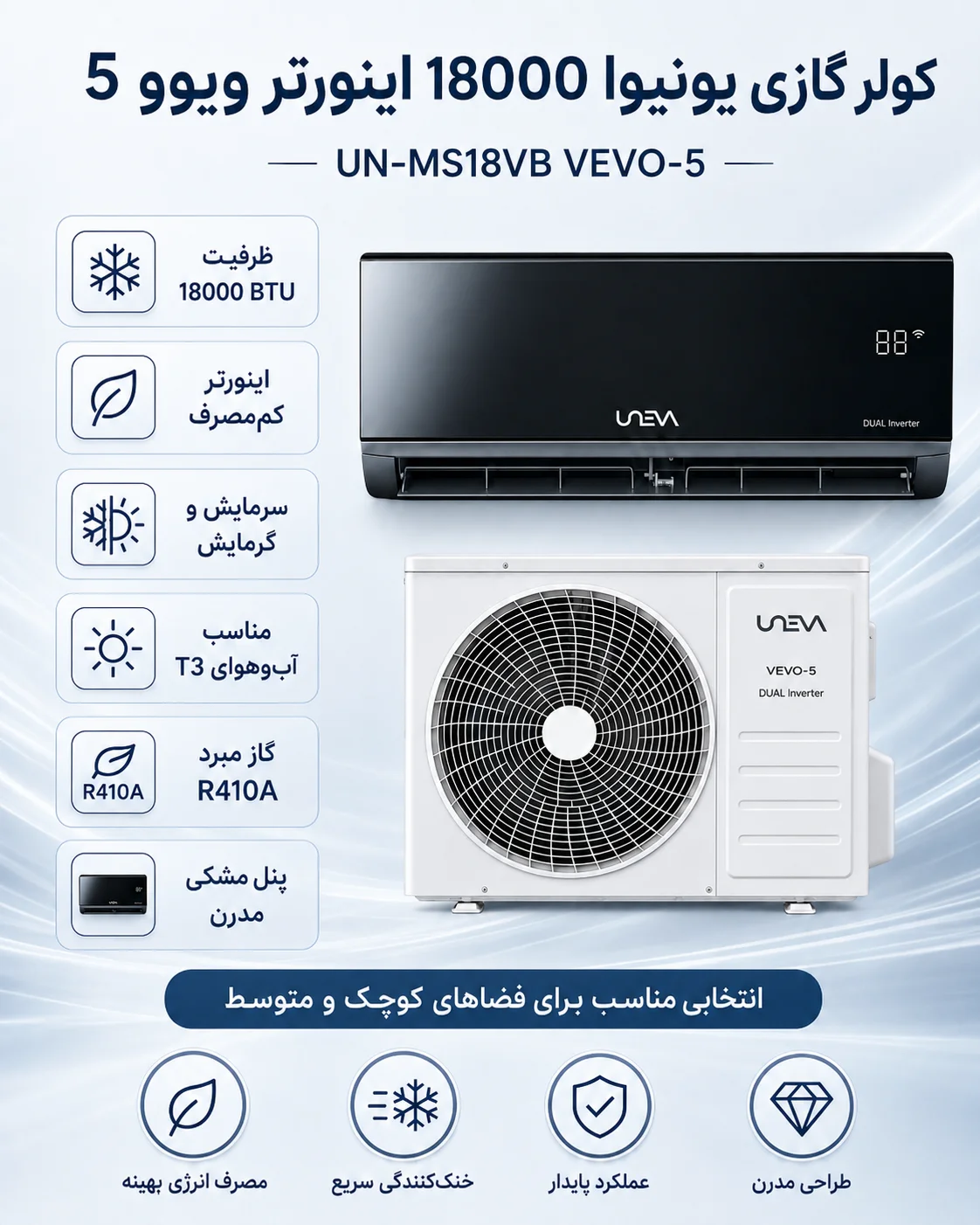 کولر گازی یونیوا اینورتر مدل UN-MS18VB VEVO-5