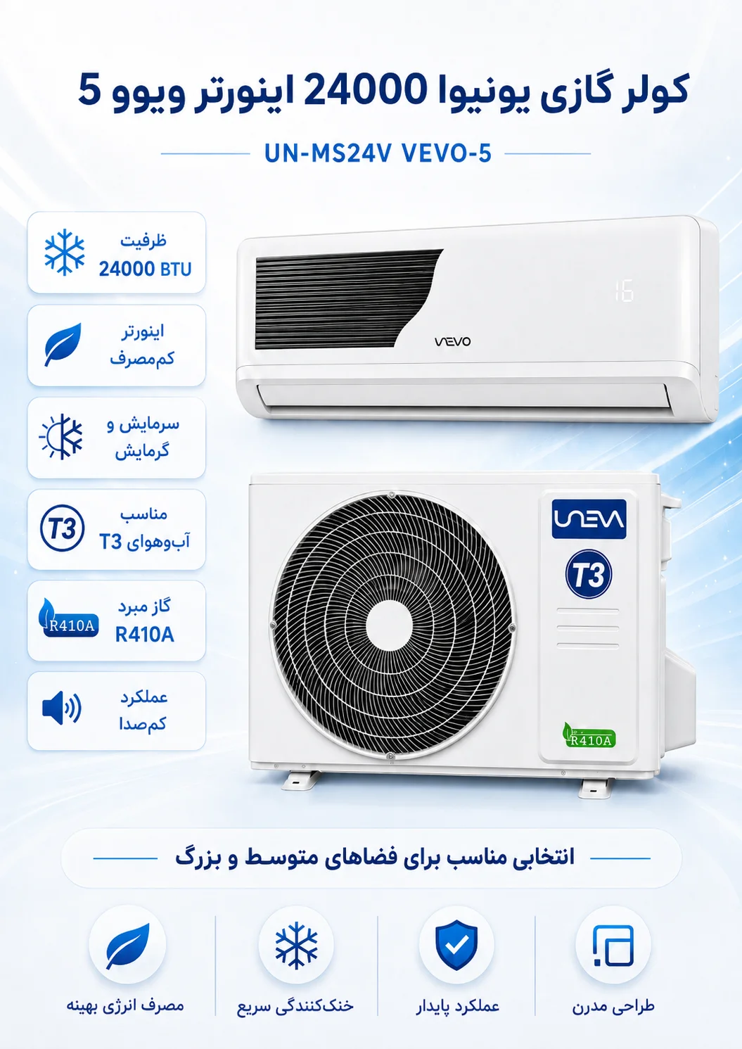 کولر گازی یونیوا اینورتر مدل UN-MS24V VEVO-5