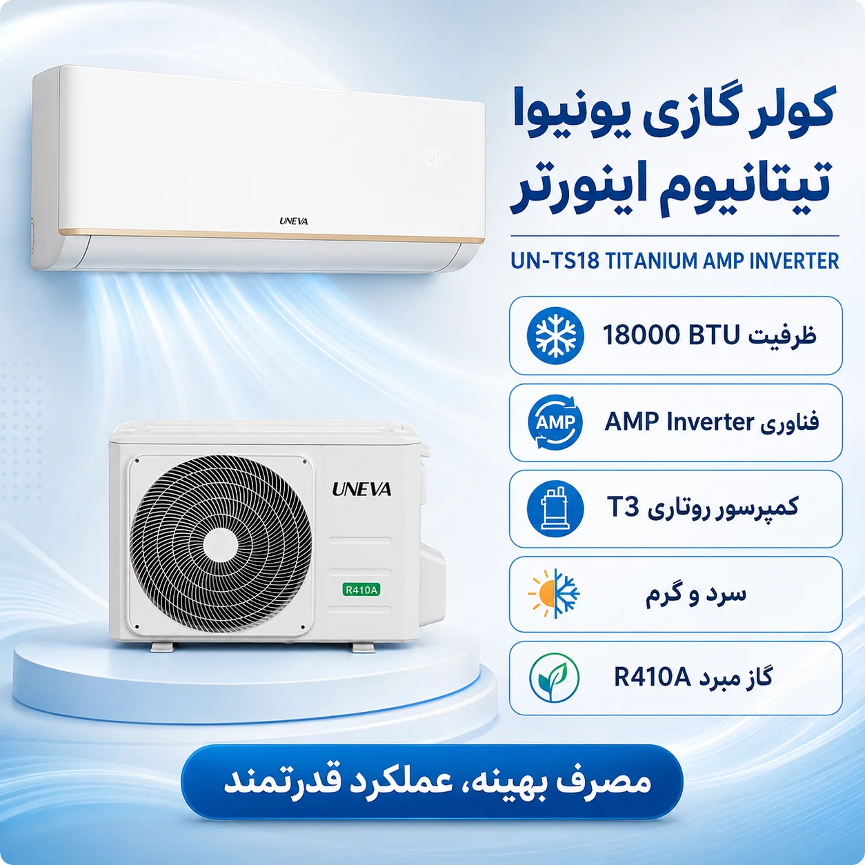 کولر گازی یونیوا مدل UN-TS18 TITANIUM AMP INVERTER