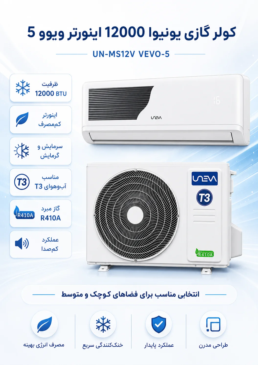 کولر گازی یونیوا اینورتر مدل UN-MS12V VEVO-5